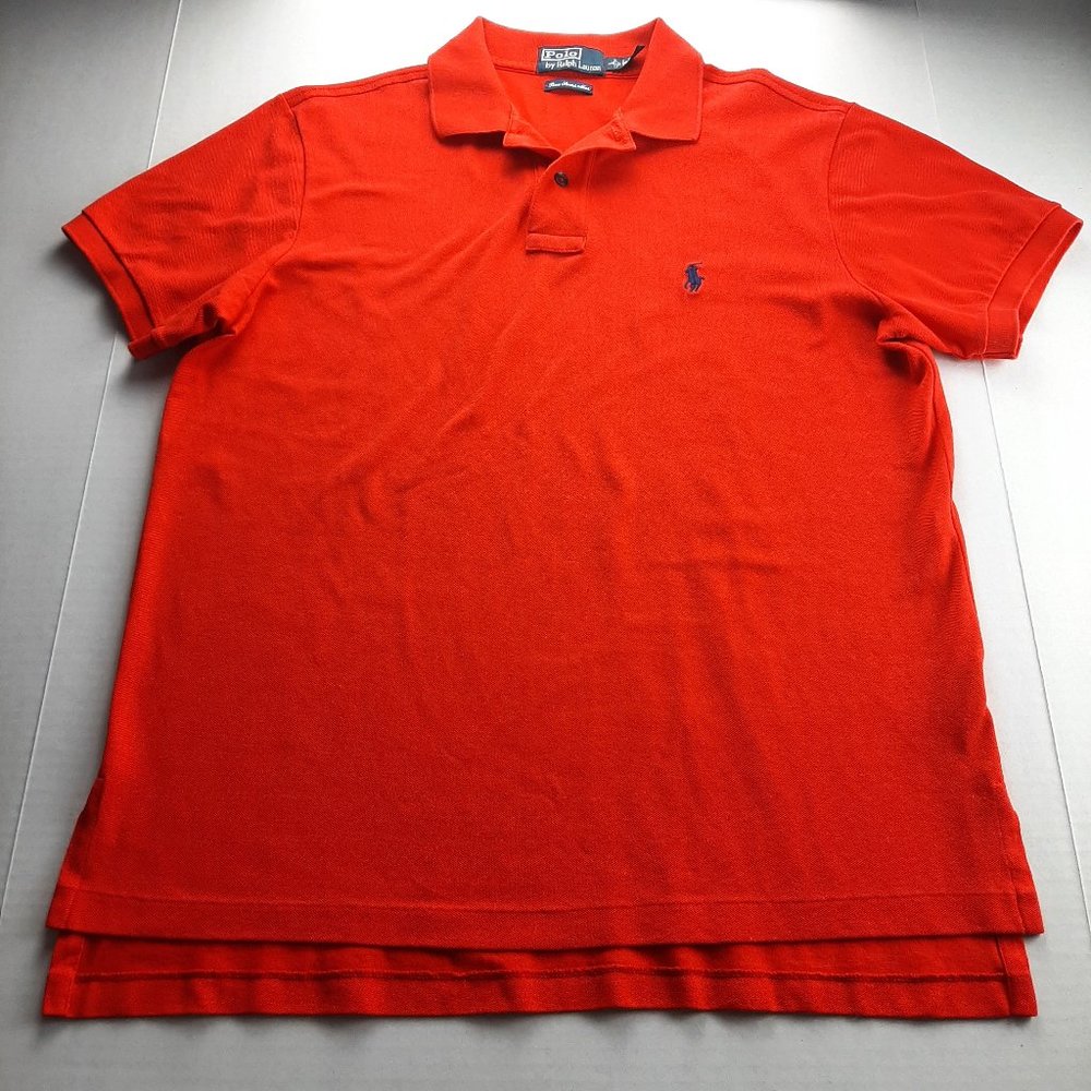 Polo by Ralph Lauren Mens Polo Shirt Size Large Custom Fit Red Pima Stretch Mesh